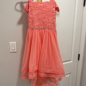 Speechless Coral Lace Formal Kids Dress
